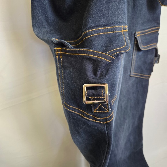 Vtg 90s/y2k Revolt Jeans Co Denim Belted‎ Zip Up Jumpsuit, Women's Size Medium - Picture 5 of 10